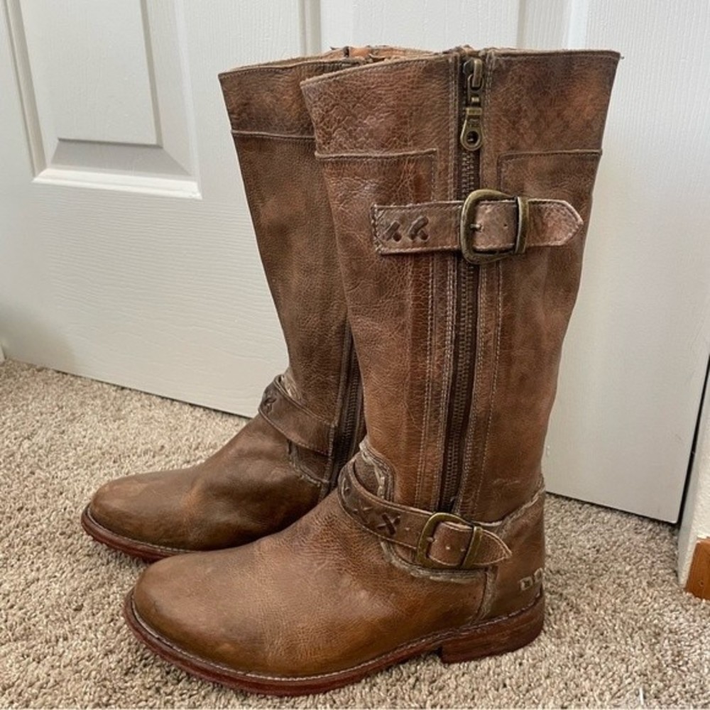 BED|STÜ Gogo Lug Sole Double Zip Strap Harness Detail Boots Size 8.5 RARE HTF